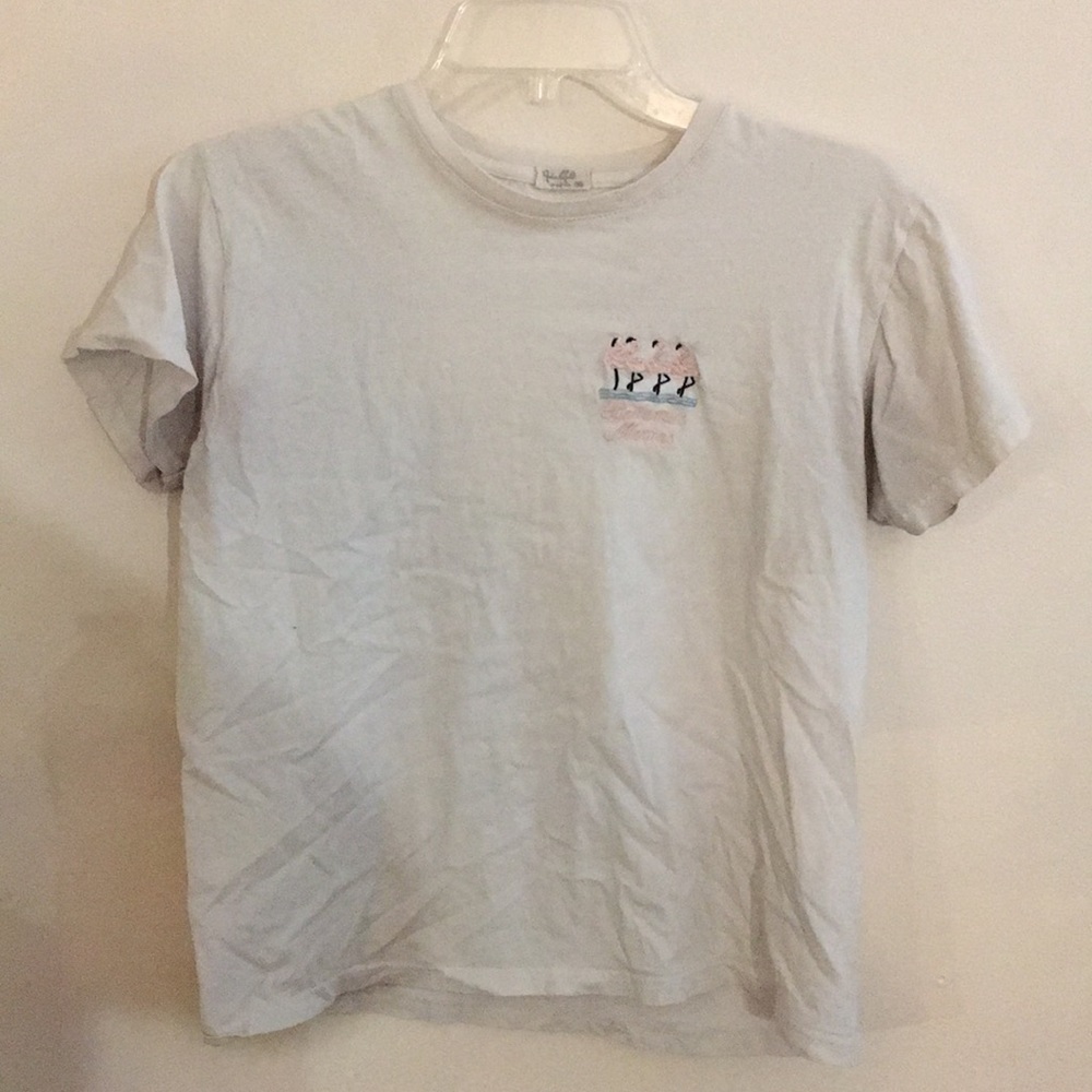 Brandy Melville John Gault white tee with flamingo